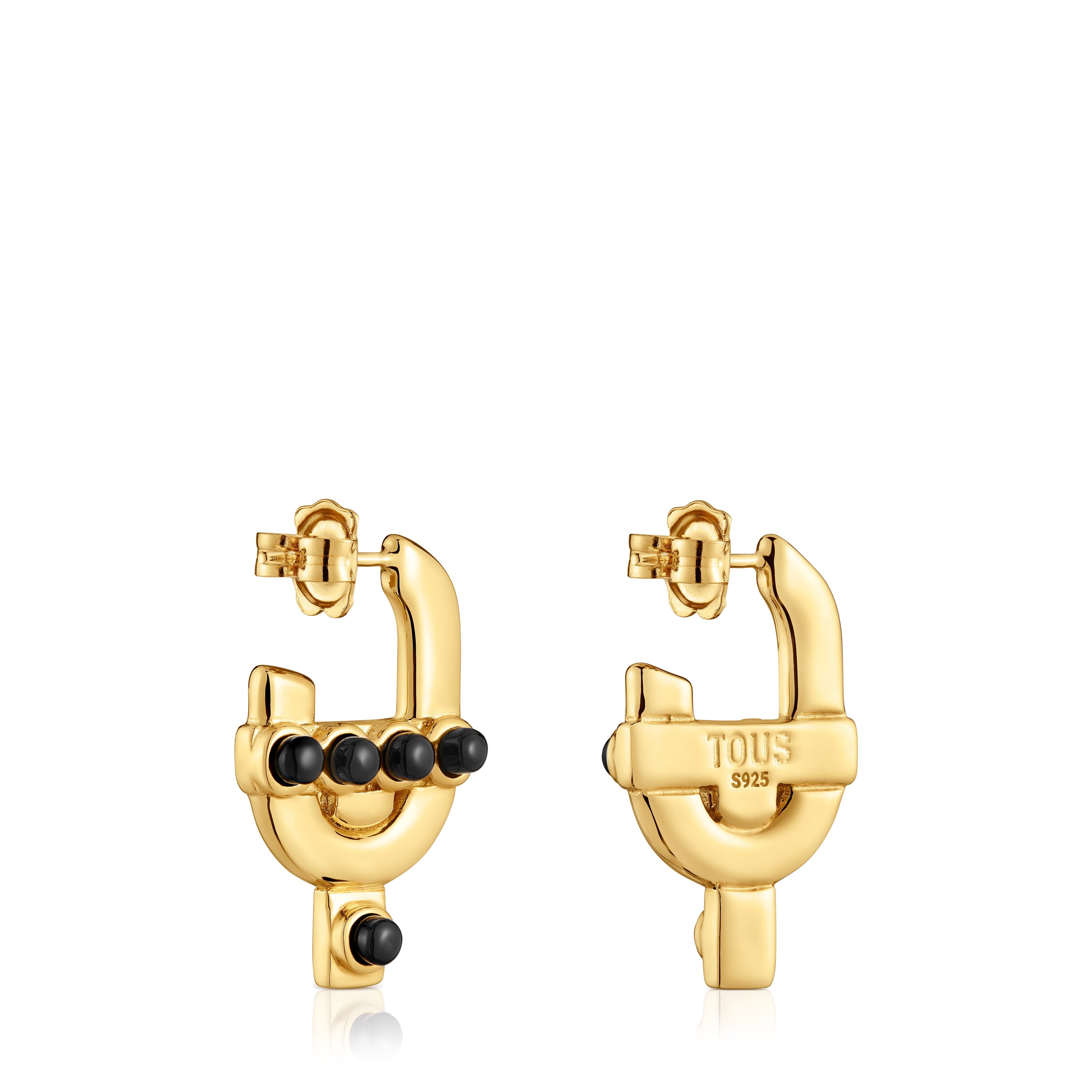 Earrings with 18kt gold plating over silver and onyx TOUS MANIFESTO