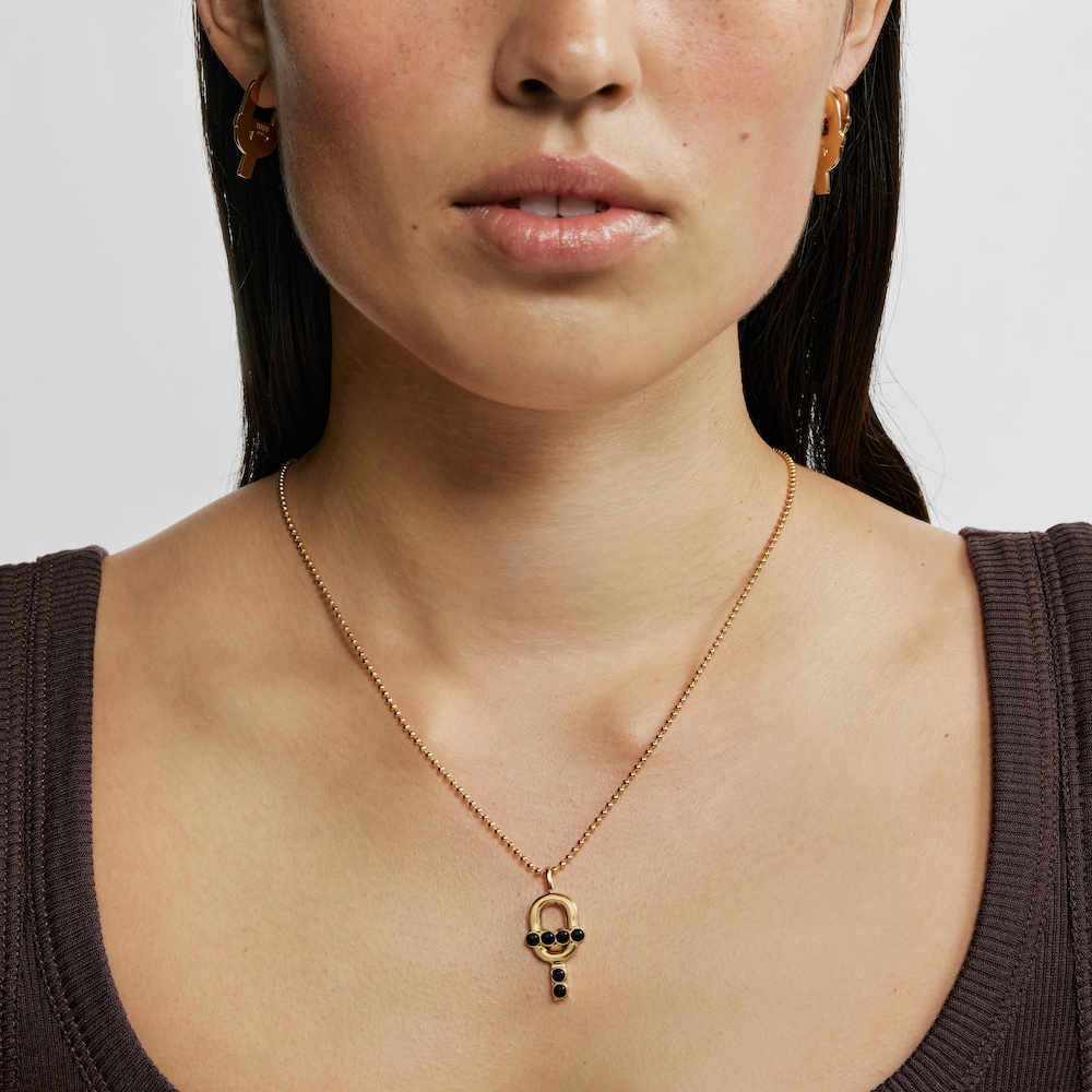 Pendant with 18kt gold plating over silver and onyx TOUS MANIFESTO