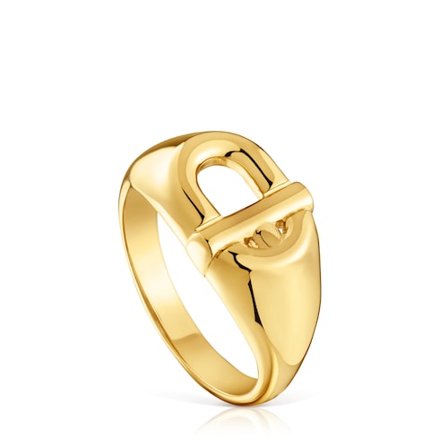 TOUS MANIFESTO Signet ring with 18kt gold plating over silver