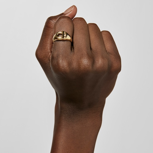 TOUS MANIFESTO Signet ring with 18kt gold plating over silver