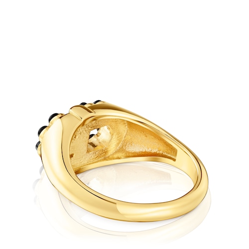 Signet ring with 18kt gold plating over silver and onyx TOUS MANIFESTO