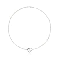 Silver Necklace with cultured pearls and heart motif Tabit
