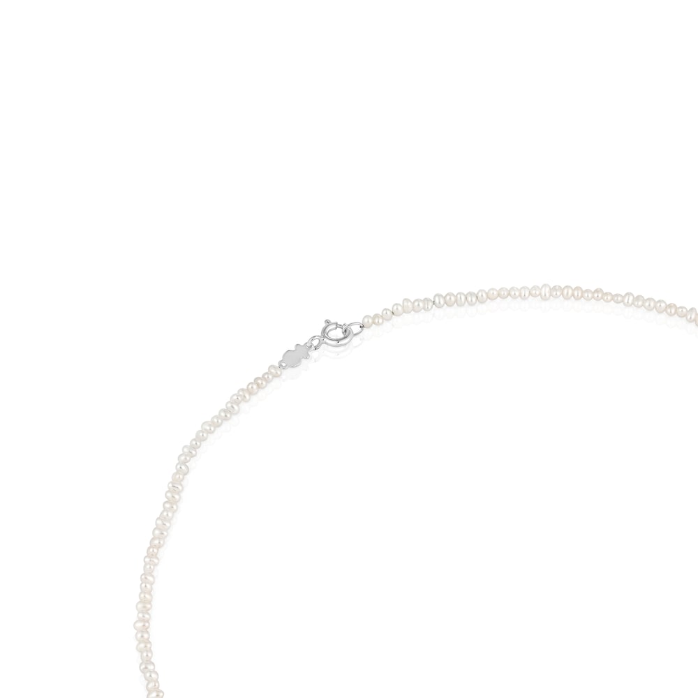 Collar de perlas cultivadas y motivo corazón de plata Tabit image number 2