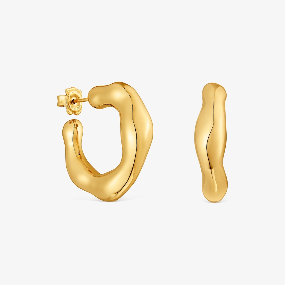 Pendientes de aro con ba&ntilde;o de oro 18 kt sobre plata Tabit