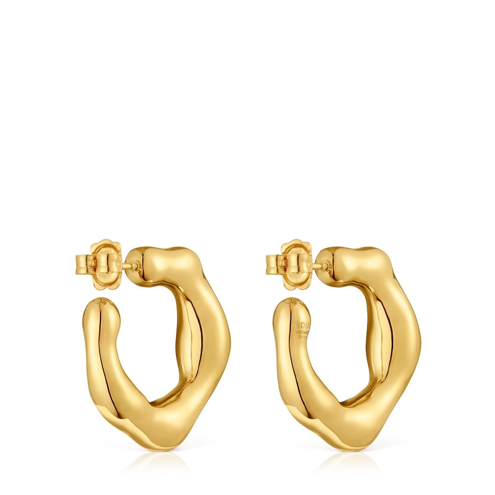 Pendientes de aro con baño de oro 18 kt sobre plata Tabit image number 2