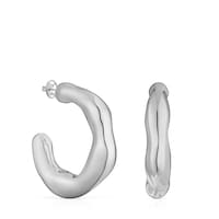 Pendientes de aro grandes de plata Tabit