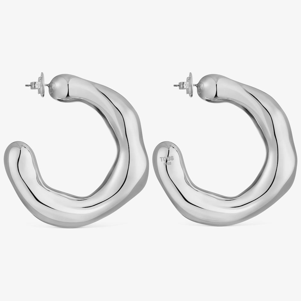 Pendientes de aro grandes de plata Tabit