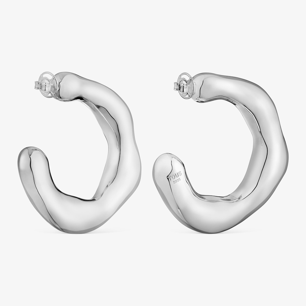 Pendientes de aro grandes de plata Tabit