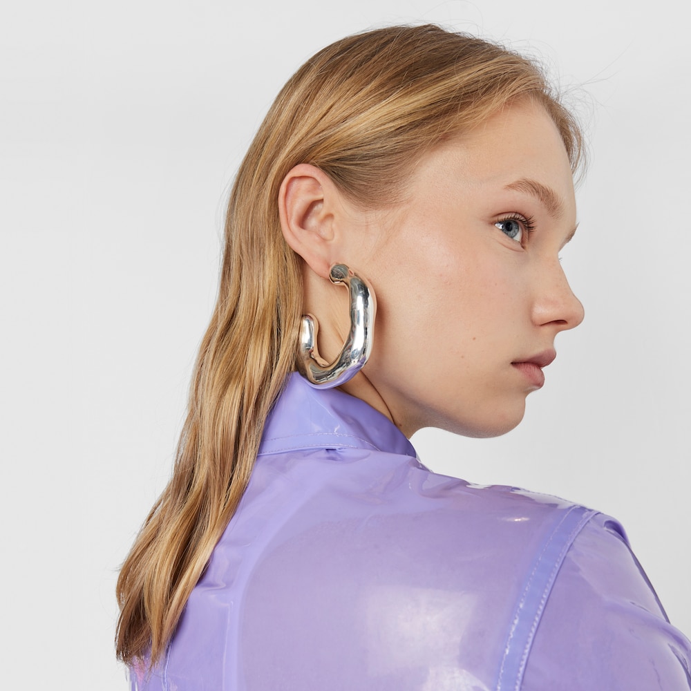 Pendientes de aro grandes de plata Tabit