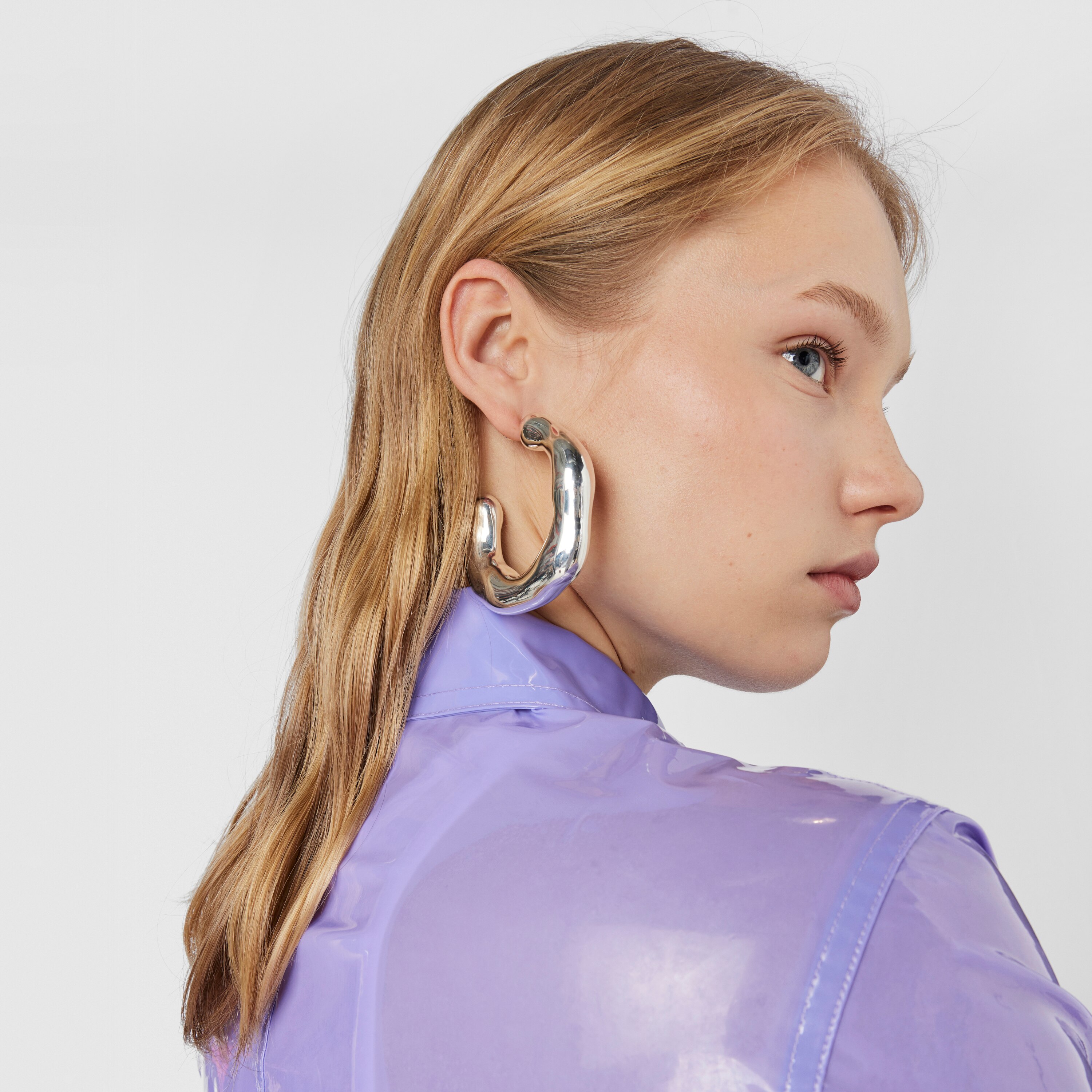 Pendientes de aro grandes de plata Tabit
