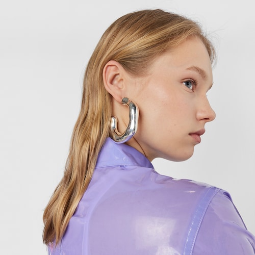 Large silver hoop Earrings Tabit