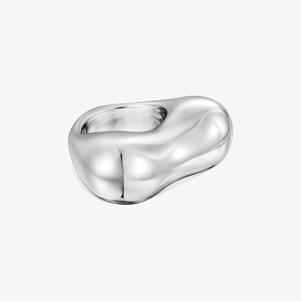 Silver domed heart Ring Tabit