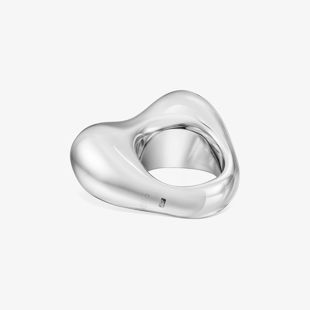 Silver domed heart Ring Tabit