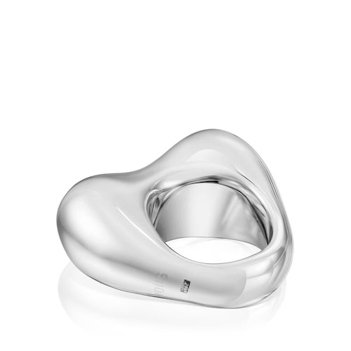 Silver domed heart Ring Tabit