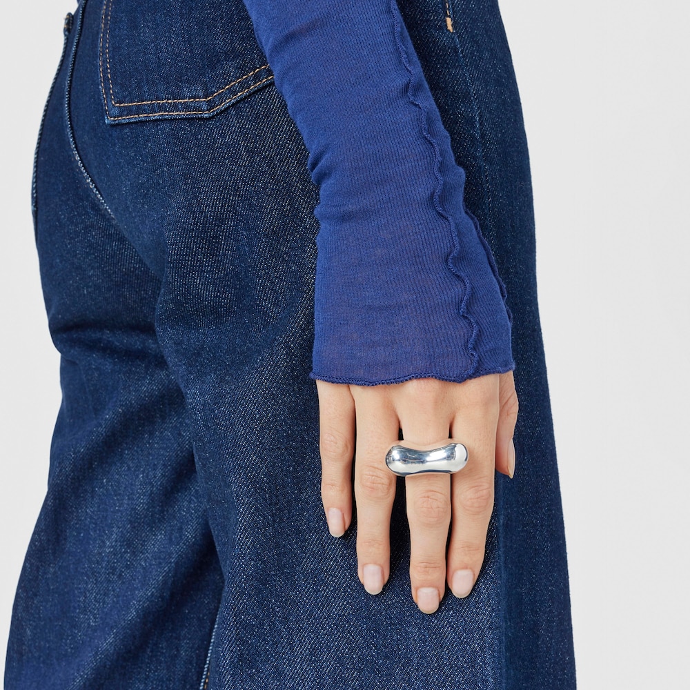 Silver domed heart Ring Tabit