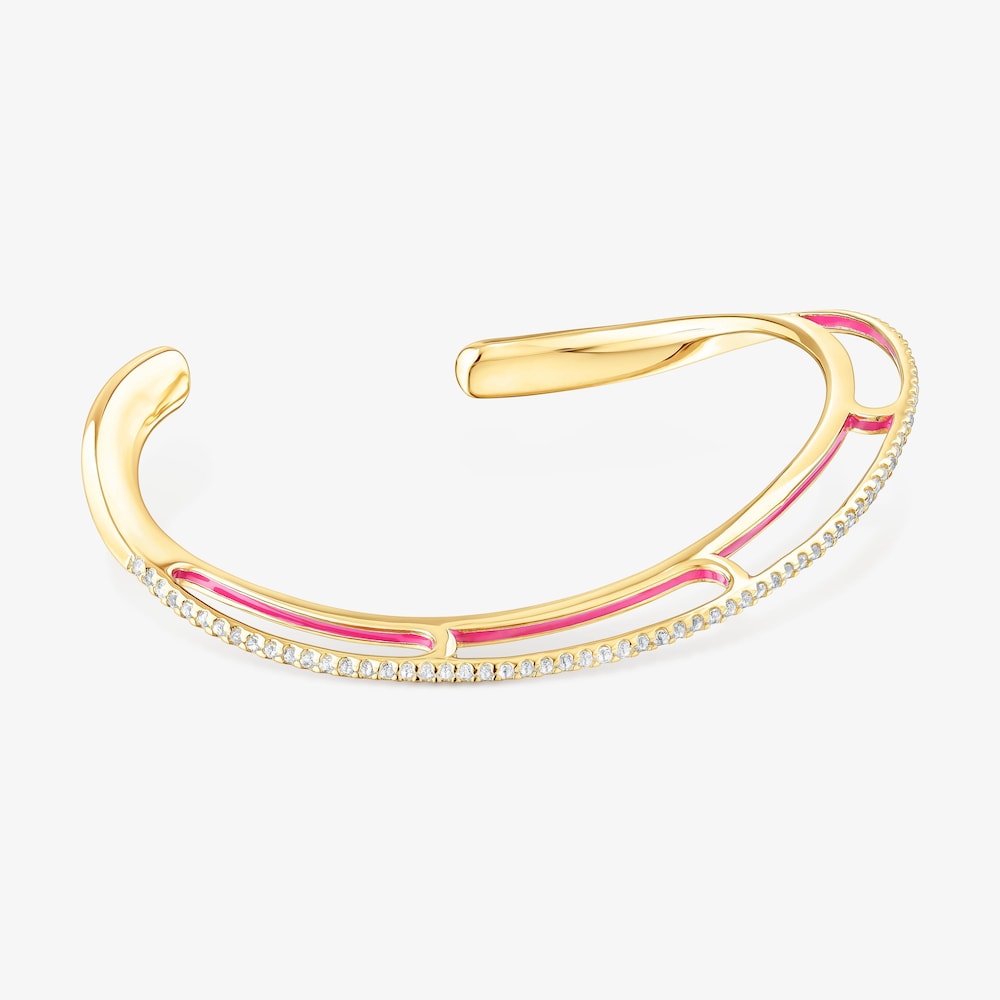 Pulsera con ba&ntilde;o de oro 18 kt sobre plata y topacios Gregal