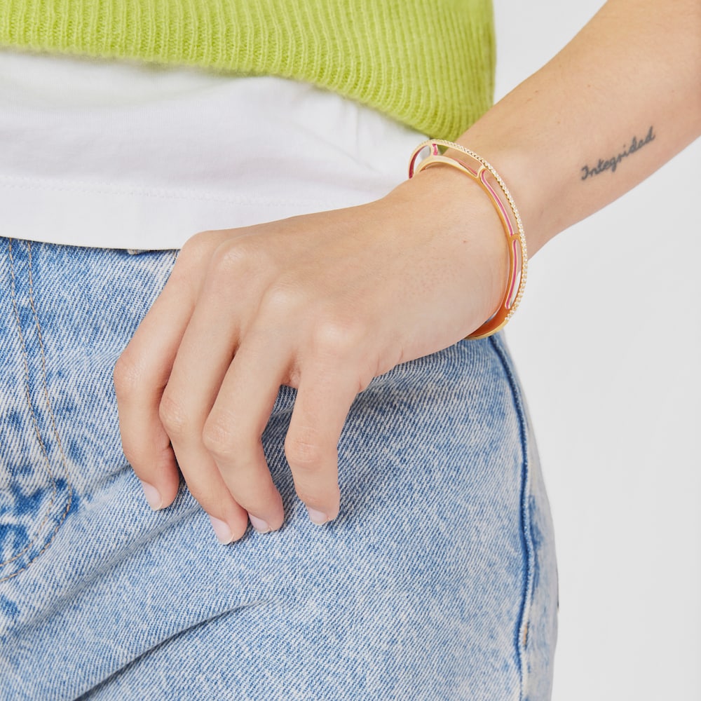 Pulsera con ba&ntilde;o de oro 18 kt sobre plata y topacios Gregal