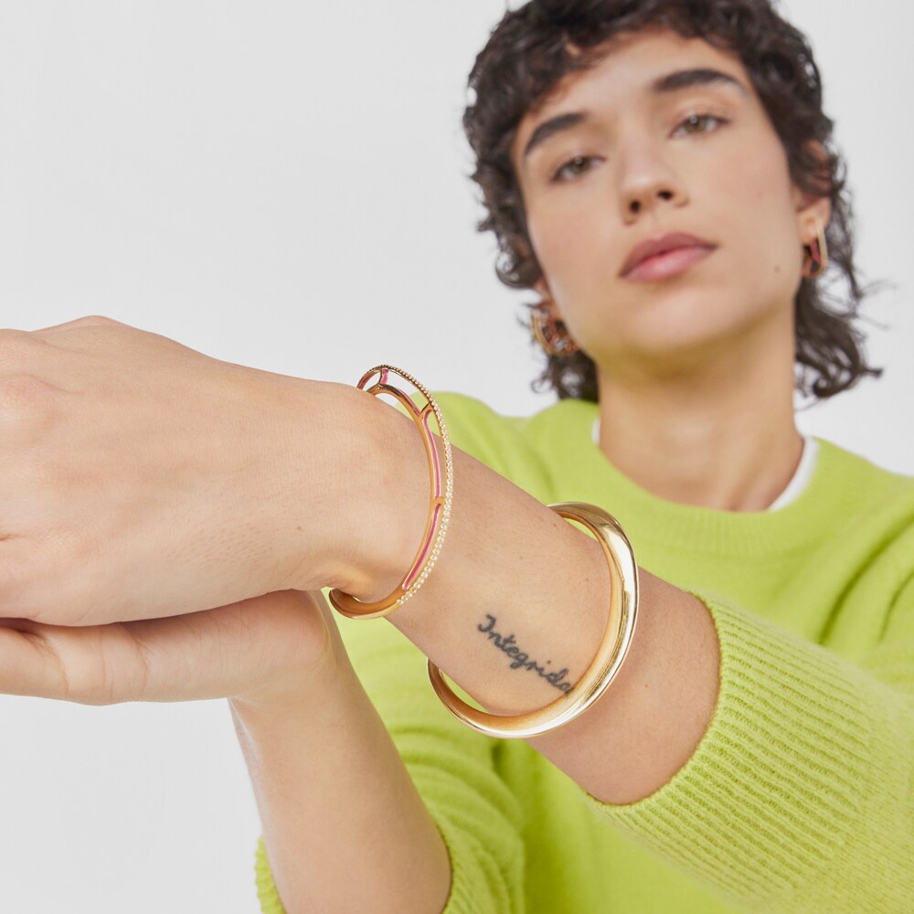 Pulsera con ba&ntilde;o de oro 18 kt sobre plata y topacios Gregal