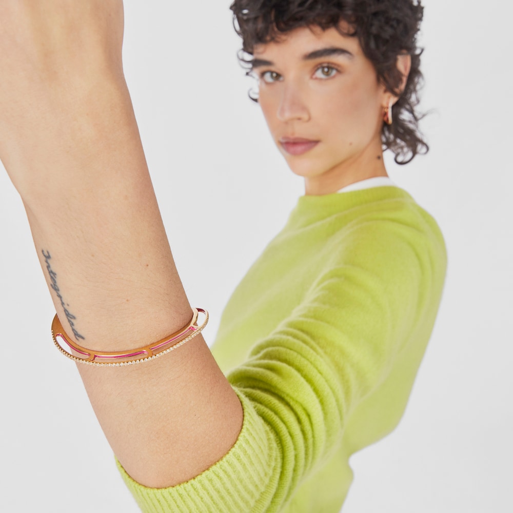 Pulsera con ba&ntilde;o de oro 18 kt sobre plata y topacios Gregal