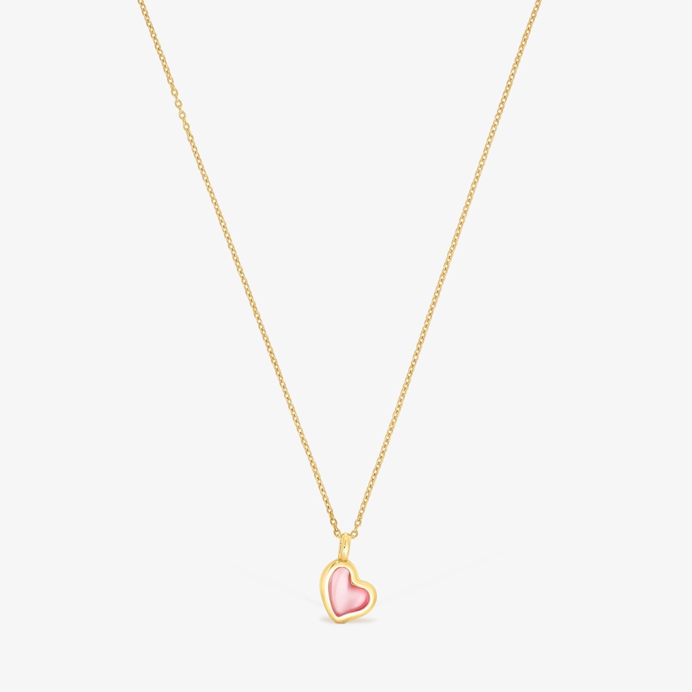 Collar con ba&ntilde;o de oro 18 kt sobre plata coraz&oacute;n rosa Gregal