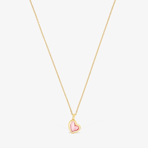 Collar con ba&ntilde;o de oro 18 kt sobre plata coraz&oacute;n rosa Gregal