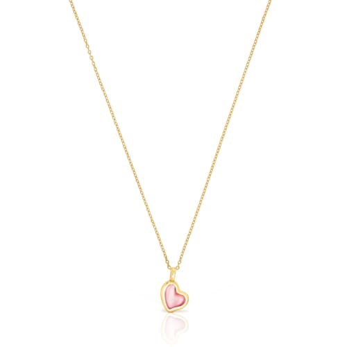Silver vermeil Gregal pink heart necklace