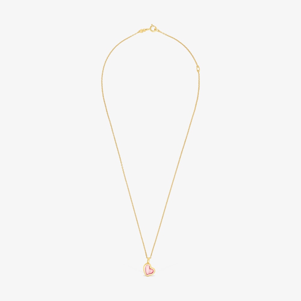 Collar con ba&ntilde;o de oro 18 kt sobre plata coraz&oacute;n rosa Gregal