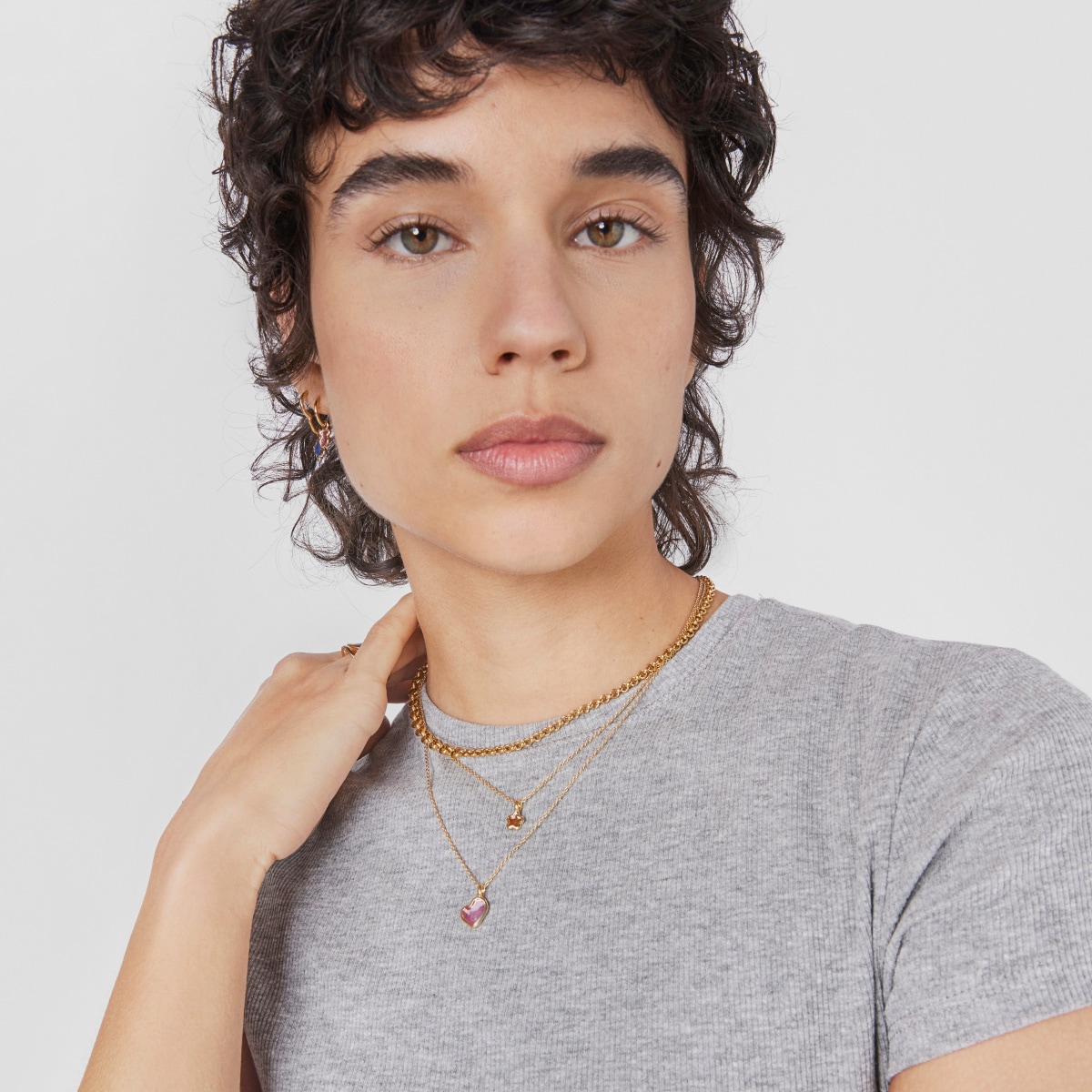 Silver vermeil Gregal pink heart necklace