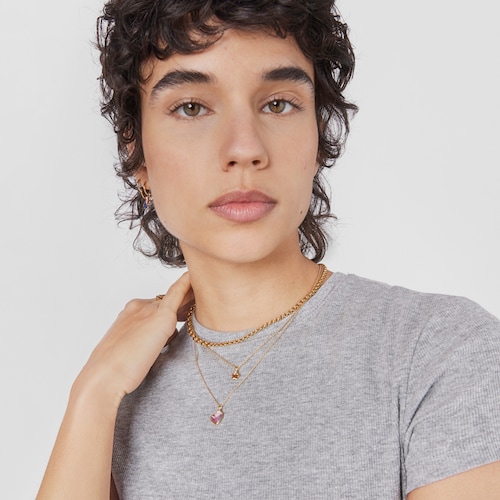 Silver vermeil Gregal pink heart necklace