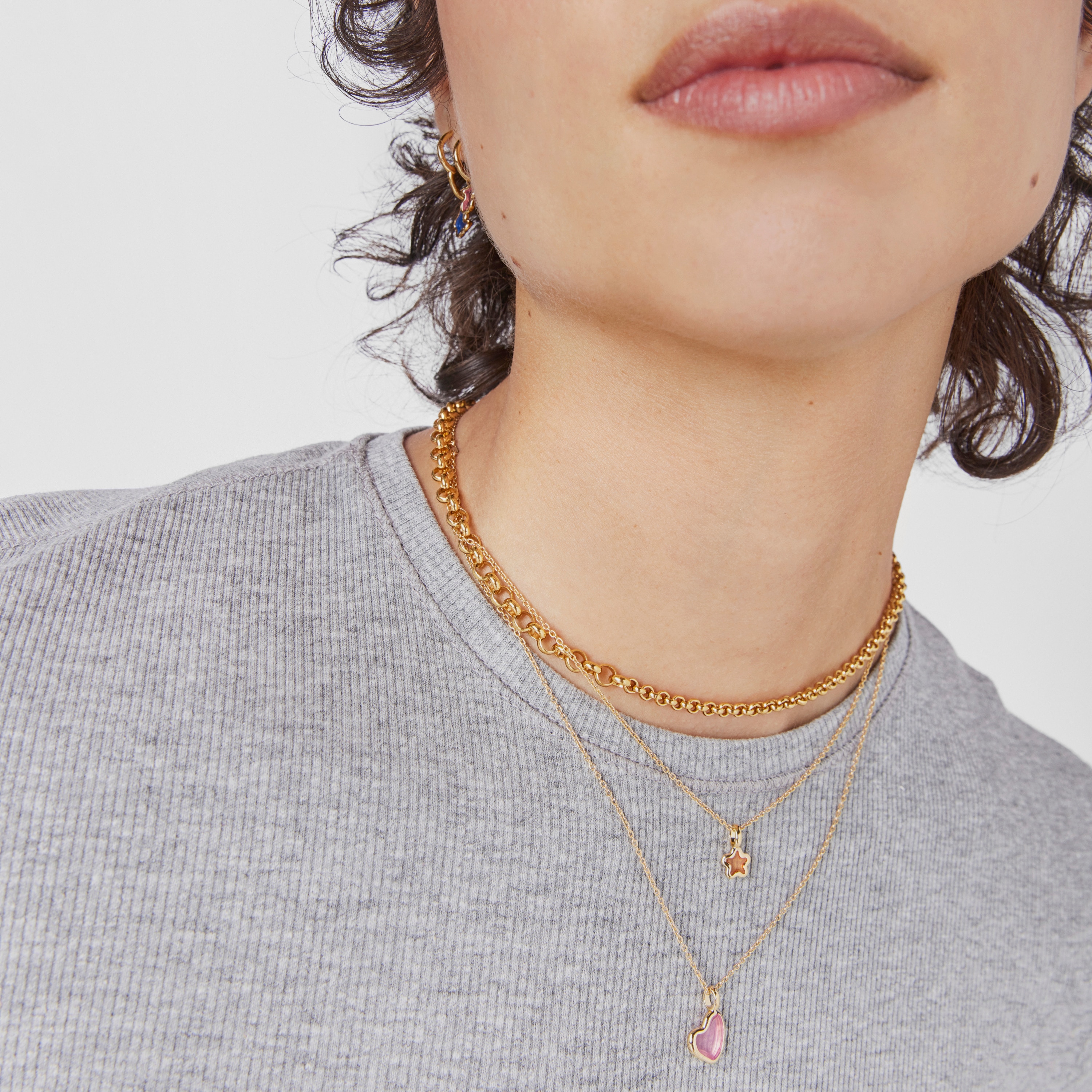 Silver vermeil Gregal pink heart necklace