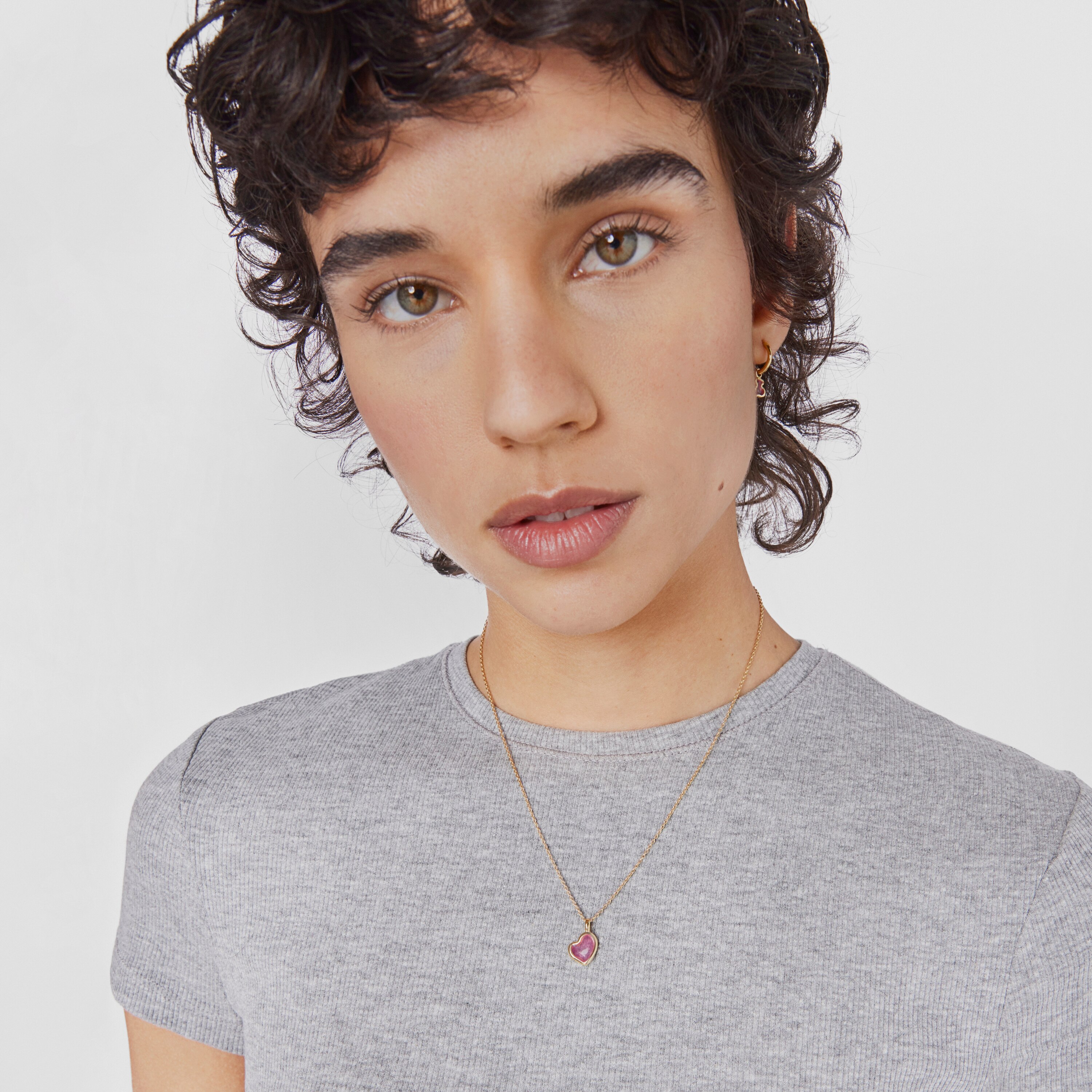 Silver vermeil Gregal pink heart necklace