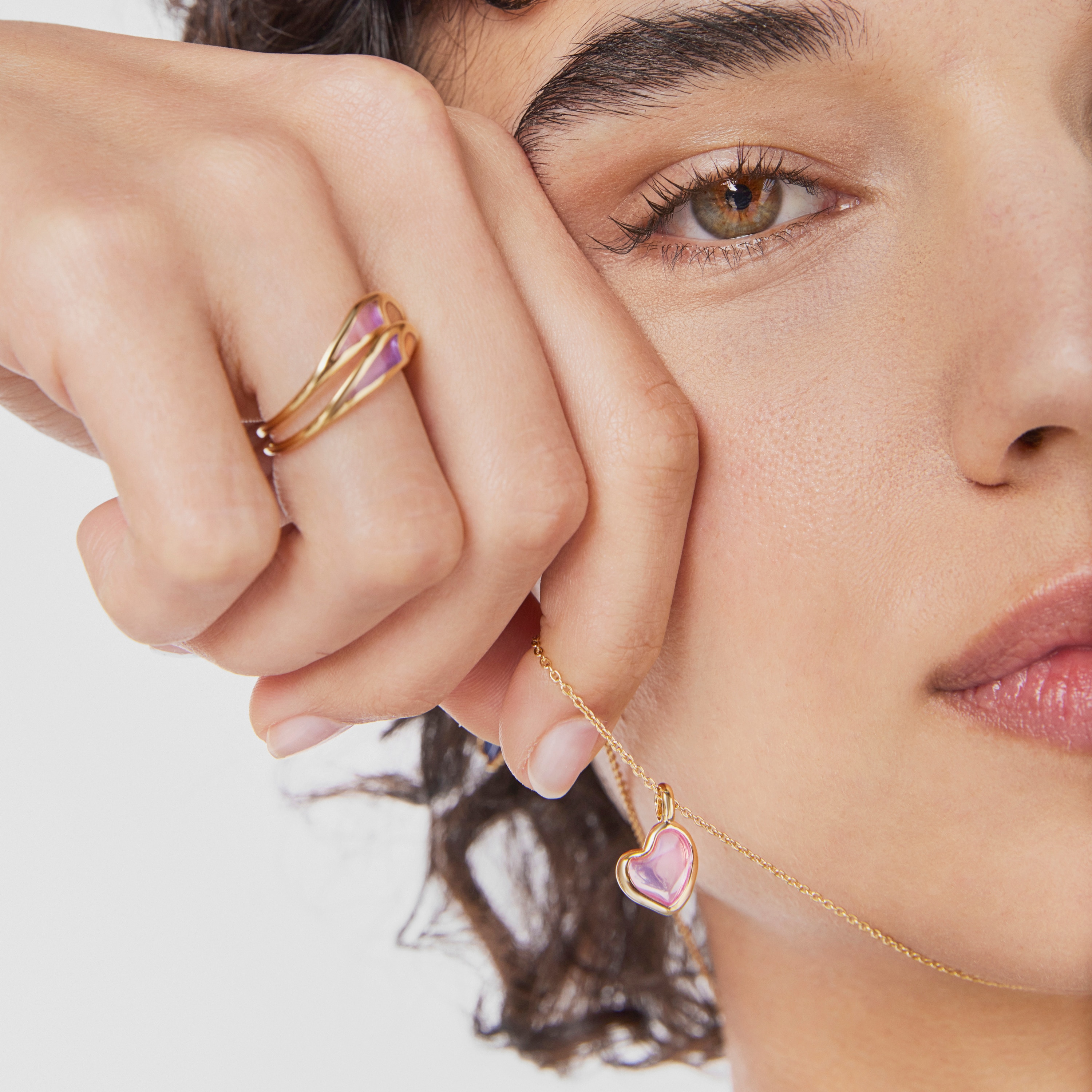 Silver vermeil Gregal pink heart necklace