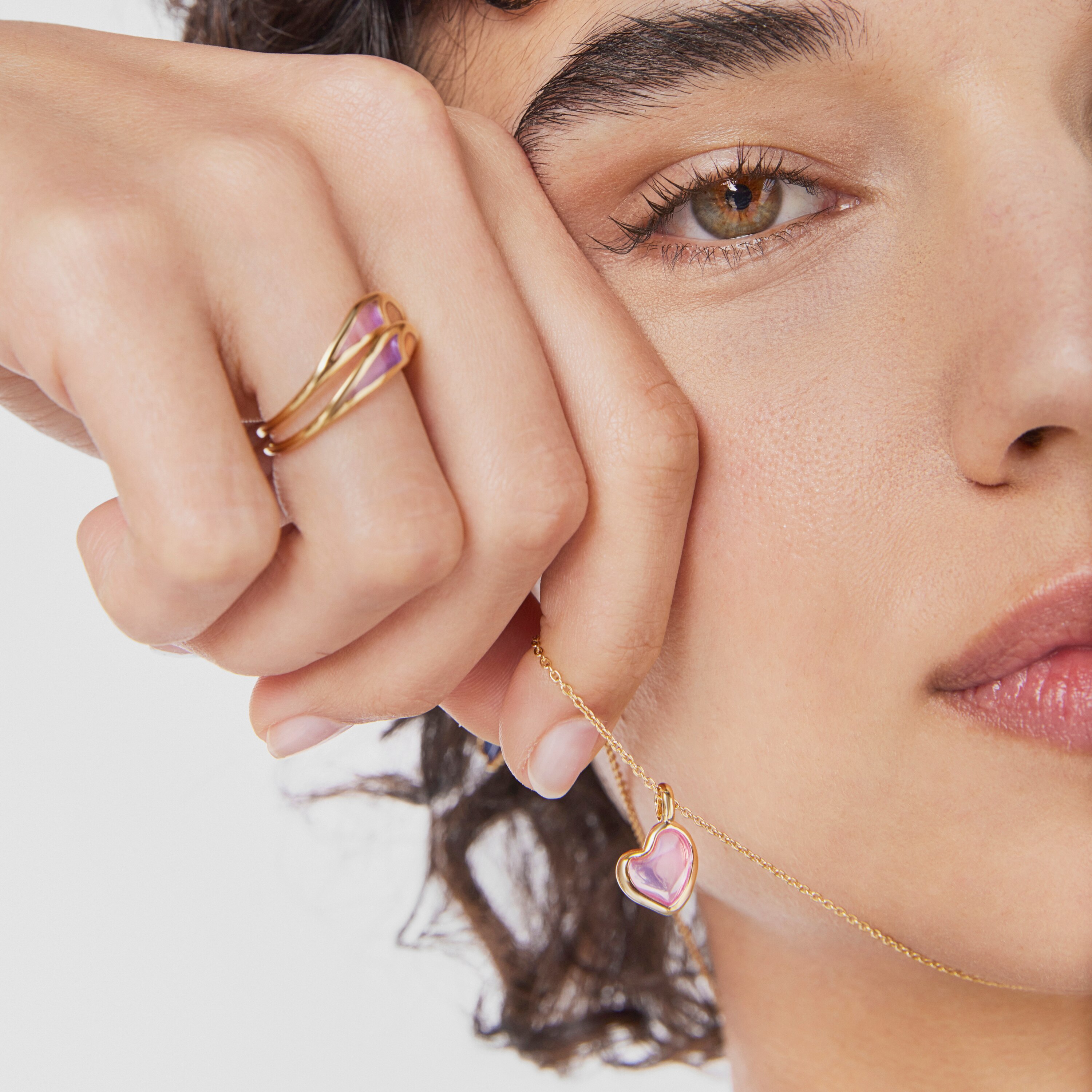 Silver vermeil Gregal pink heart necklace