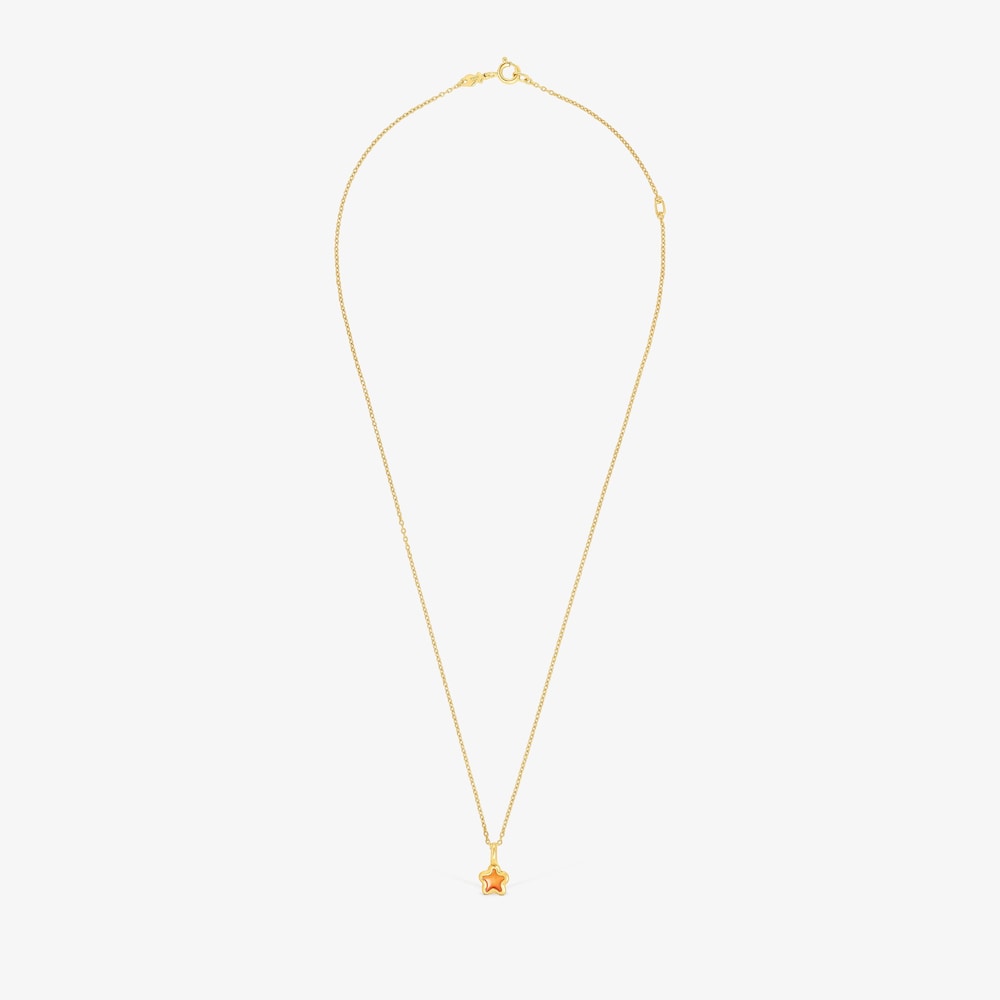 Collar con ba&ntilde;o de oro 18 kt sobre plata flor naranja Gregal