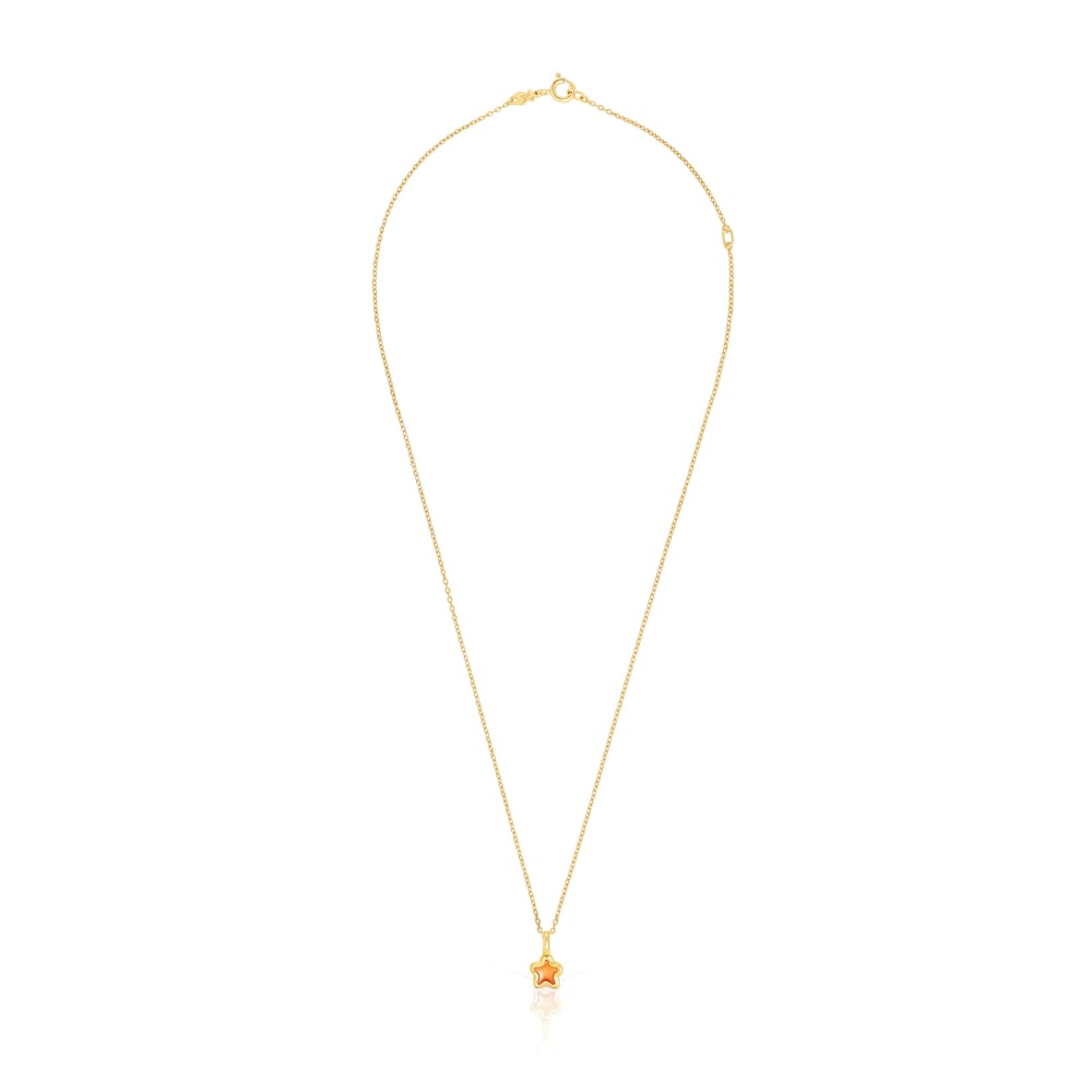 Silver vermeil Gregal orange flower necklace