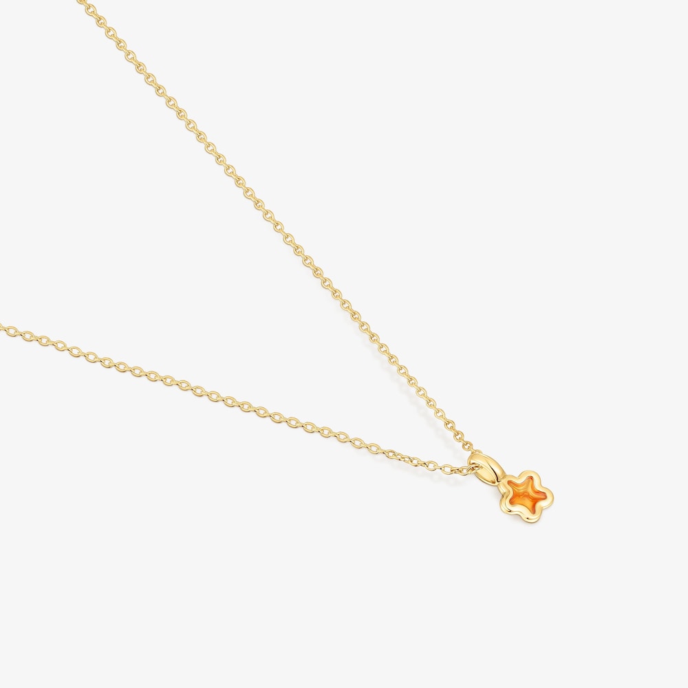 Collar con ba&ntilde;o de oro 18 kt sobre plata flor naranja Gregal