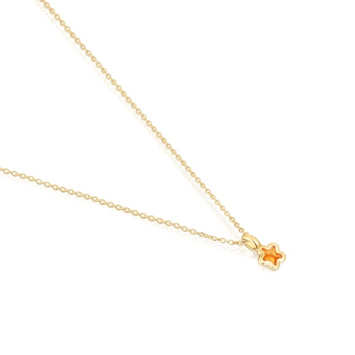 Silver vermeil Gregal orange flower necklace