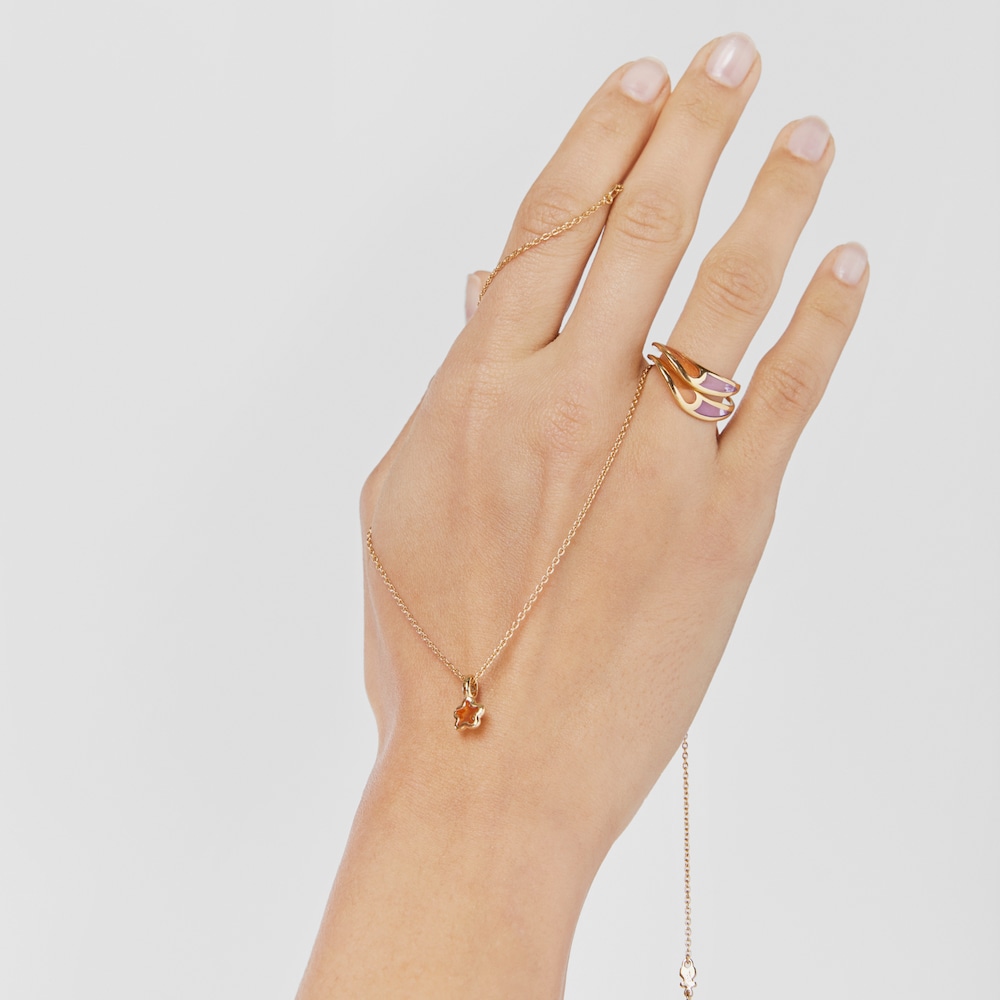 Collar con ba&ntilde;o de oro 18 kt sobre plata flor naranja Gregal