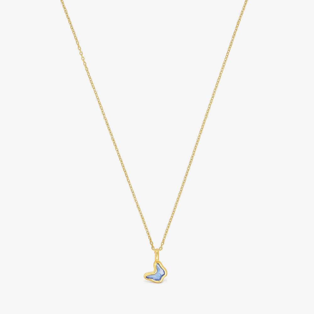 Collar con ba&ntilde;o de oro 18 kt sobre plata mariposa azul Gregal