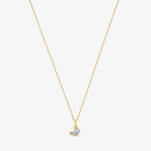 Collar con ba&ntilde;o de oro 18 kt sobre plata mariposa azul Gregal