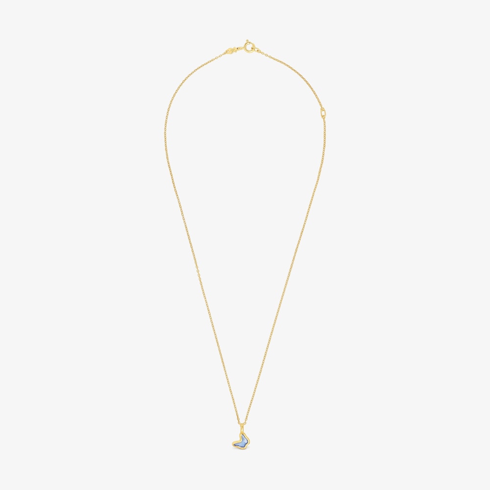 Collar con ba&ntilde;o de oro 18 kt sobre plata mariposa azul Gregal