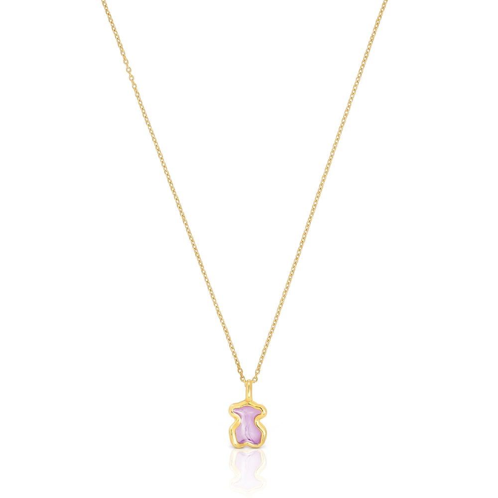 Silver vermeil Gregal lilac bear necklace