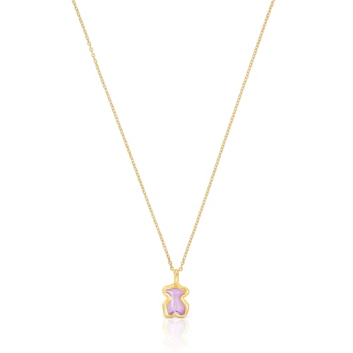 Silver vermeil Gregal lilac bear necklace