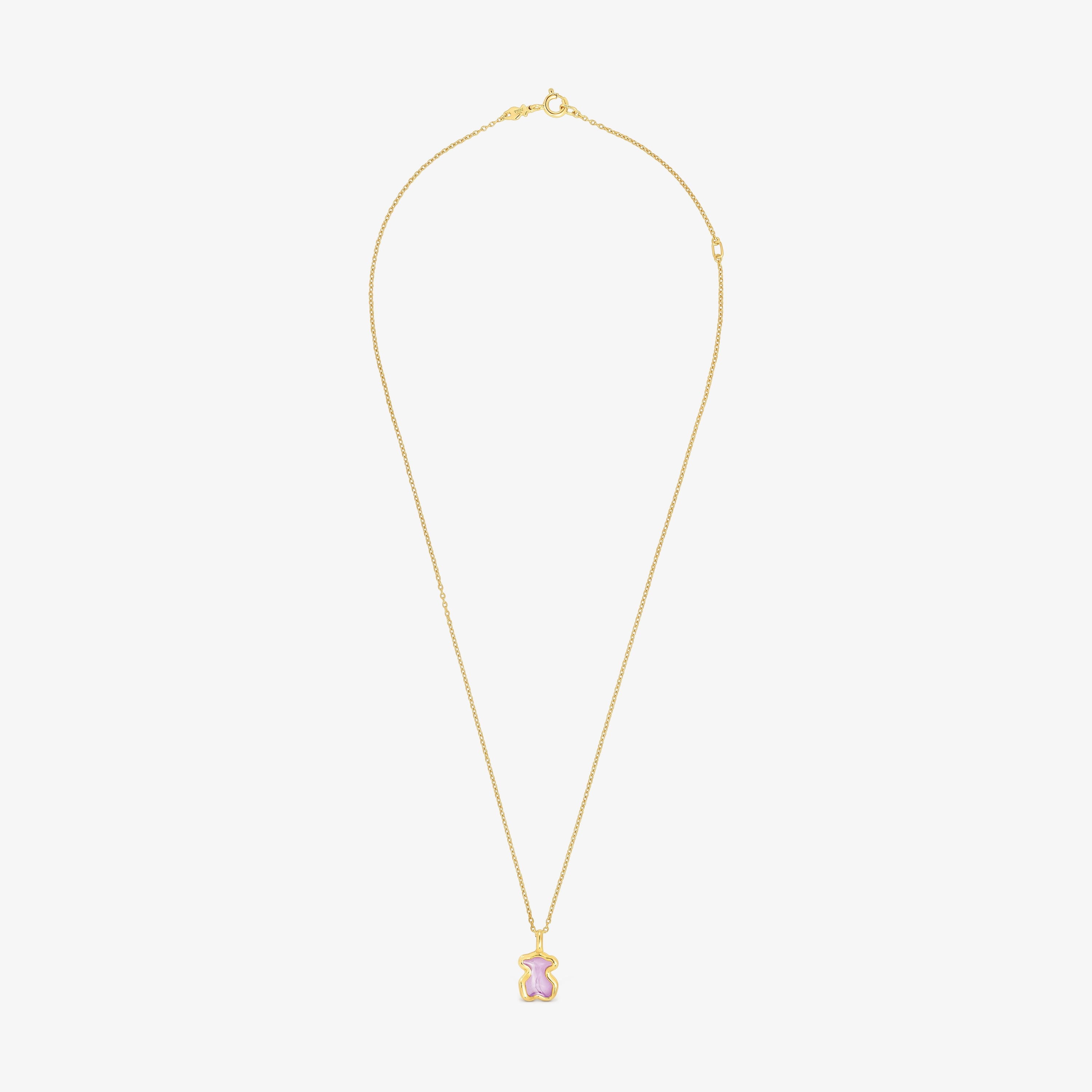 Silver vermeil Gregal lilac bear necklace