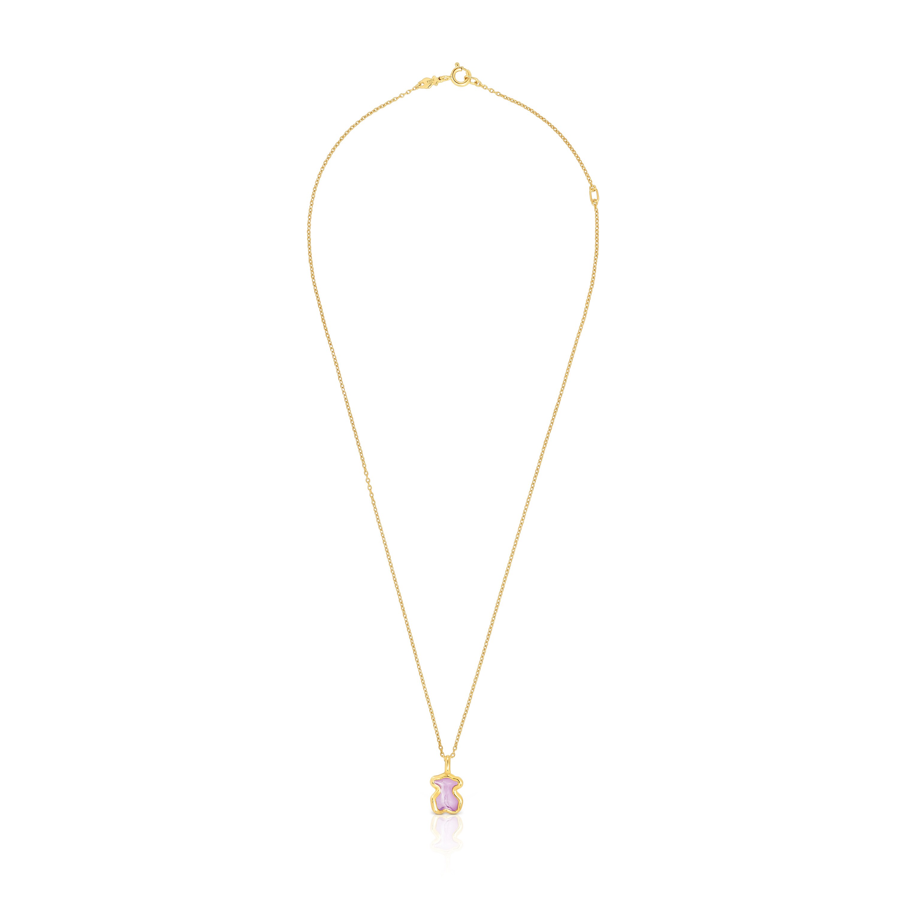 Silver vermeil Gregal lilac bear necklace