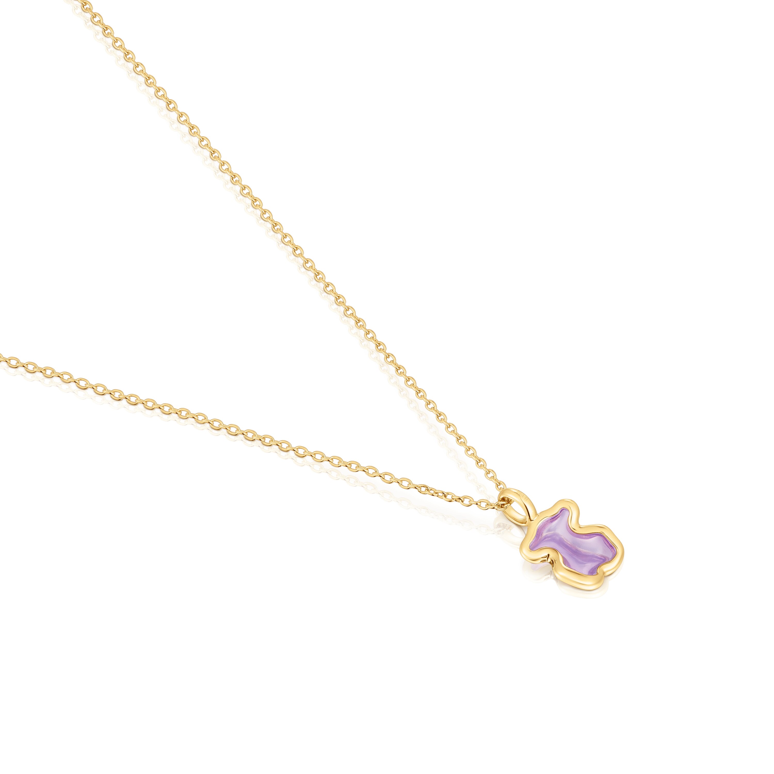 Silver vermeil Gregal lilac bear necklace