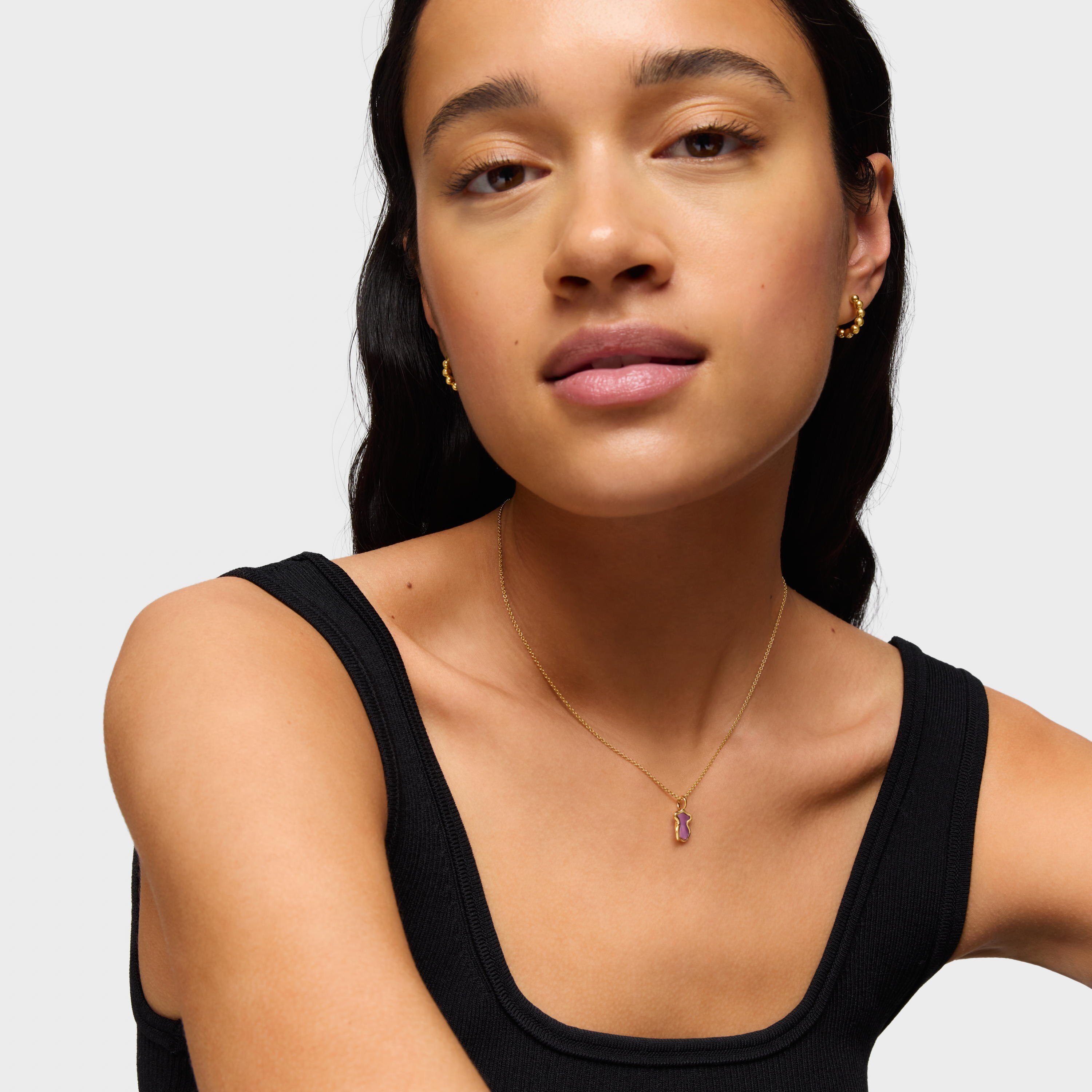 Silver vermeil Gregal lilac bear necklace