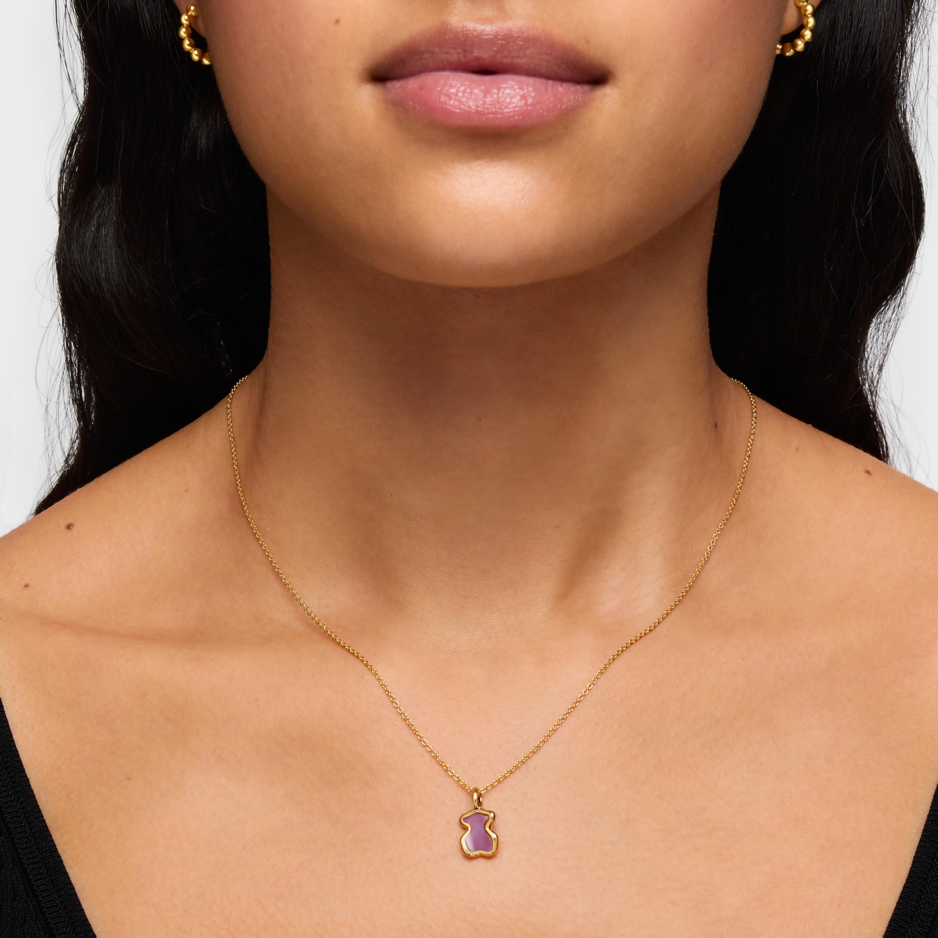 Silver vermeil Gregal lilac bear necklace