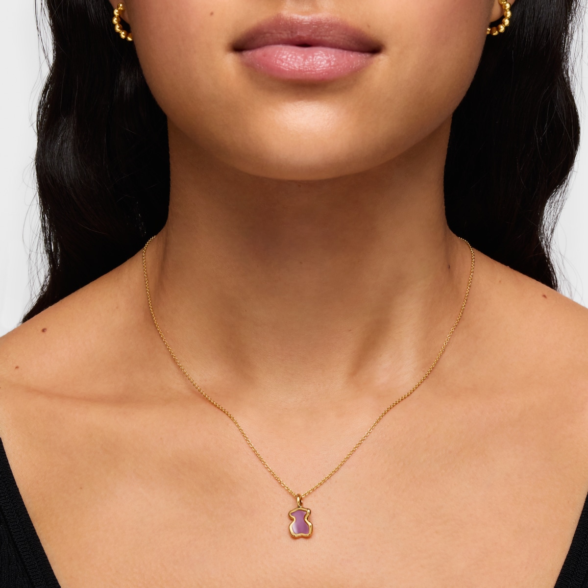 Silver vermeil Gregal lilac bear necklace