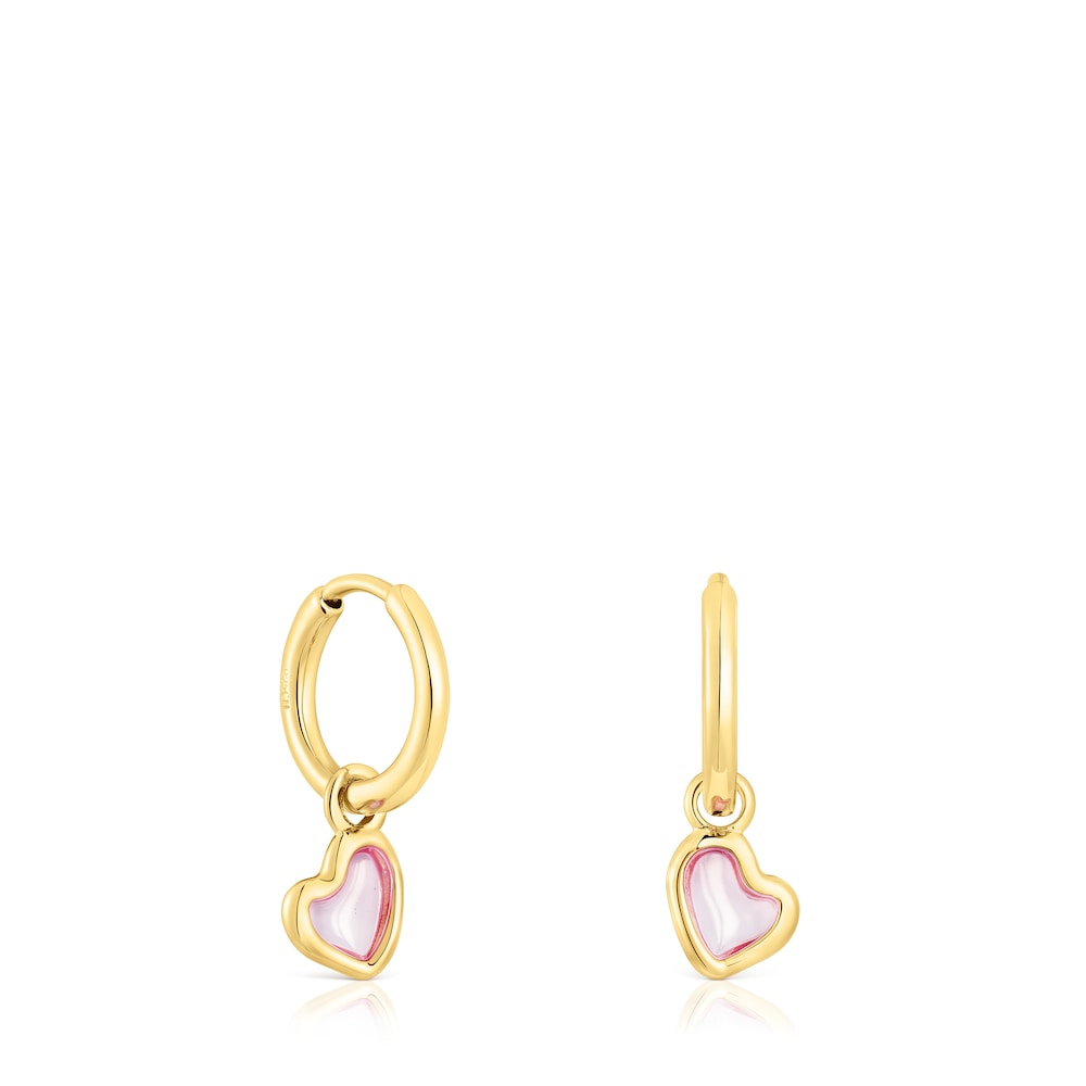 Silver vermeil Gregal pink heart hoop earrings